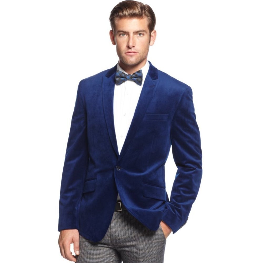 NEW BAR III Velvet Slim-Fit Sport Coat Blue